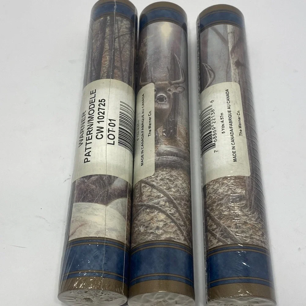 Warner‎ Wallpaper Border Home 5yd Brown NEW 3 Rolls Deer Wildlife CW 102725